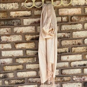 Elegant Blush Pink Scarf with Fringe